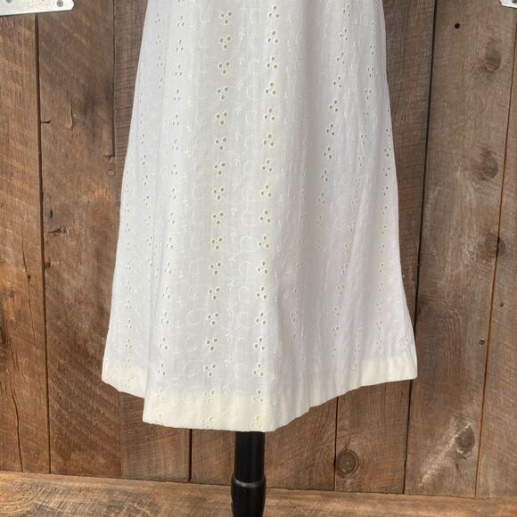 Handmade Yellow and White Sleeveless Dress - White Eyelet Overlay - Picture 5 of 8